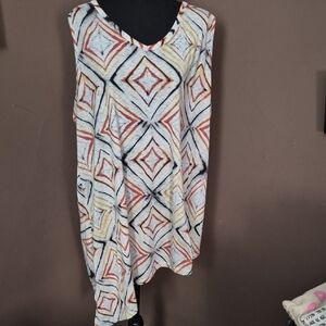 Lane Bryant Multicolor Geometric Sleeveless Blouse